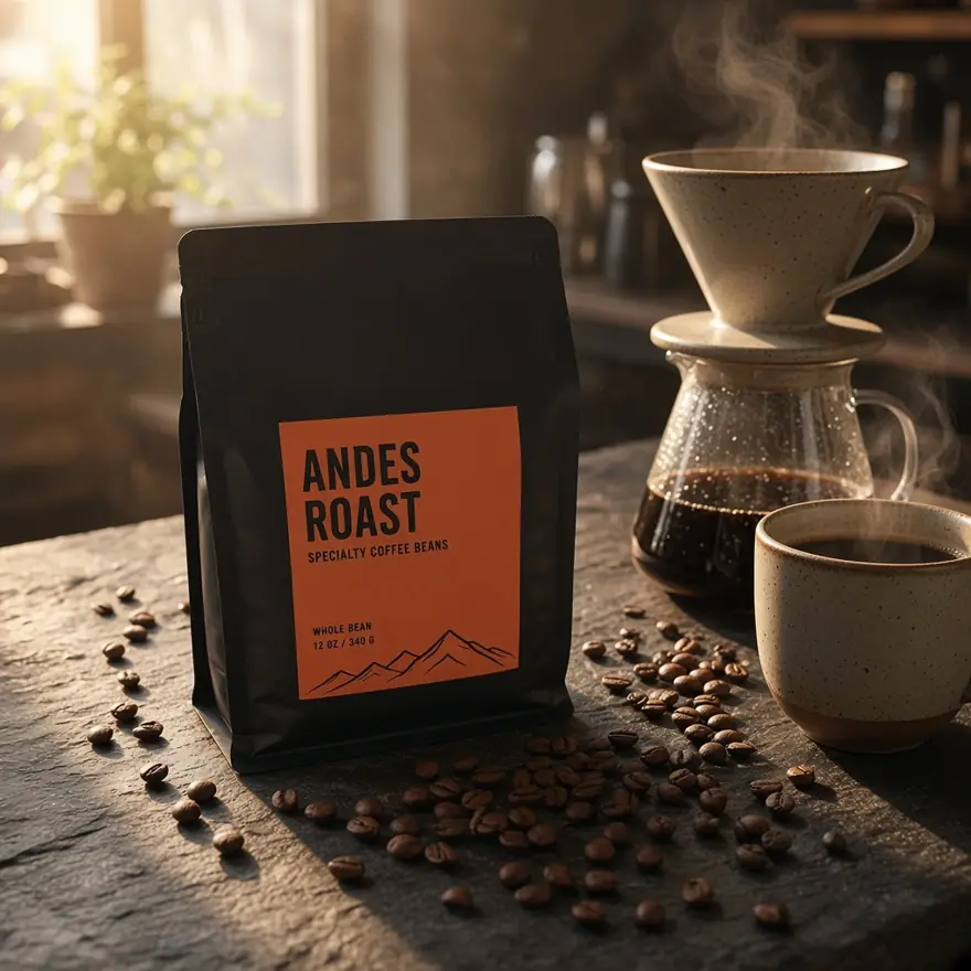 After: coffee bag on a slate cafe counter
